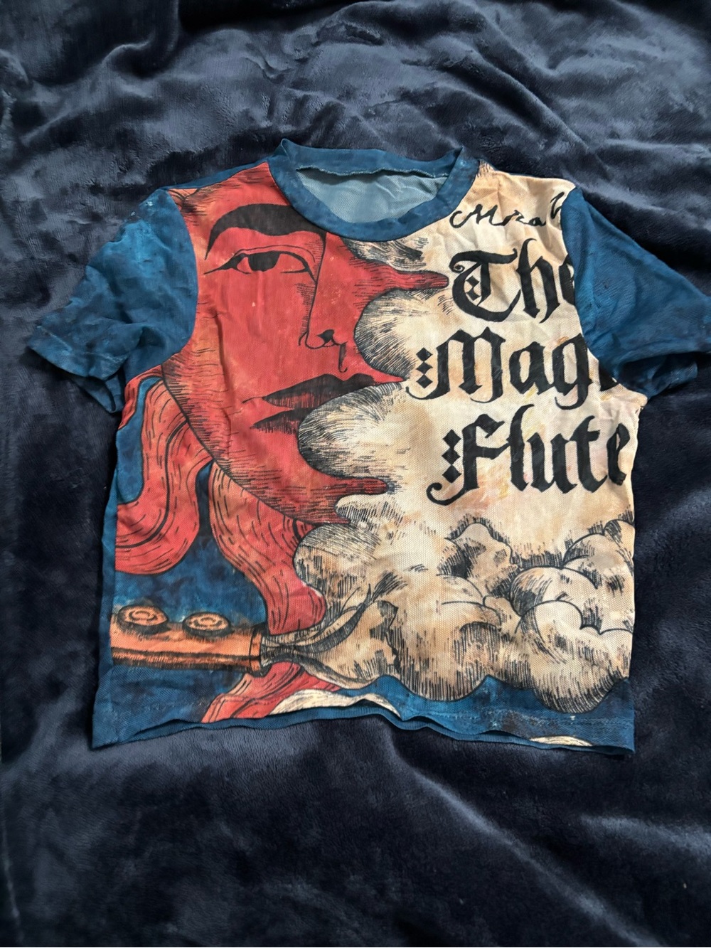Graphic Short Sleeve Tee in Blue, Red & Cream